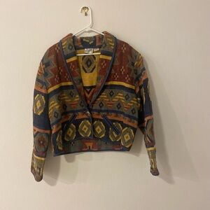 Midnight Velvet Multicolor Geometric  Jacket 100 percent cotton.